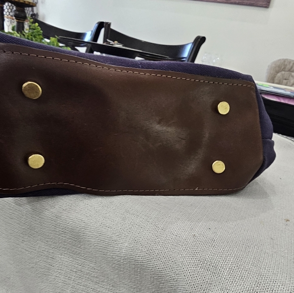 R.Riveter Hobby Signature Navy Canvas + Brown Leather Bottom with Brass Feet Han - Picture 12 of 12